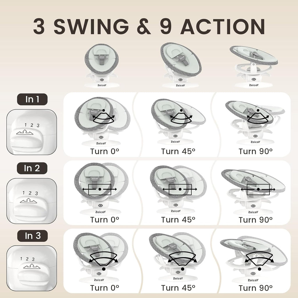 MamaSolved™ Smart Bluetooth Baby Swing – Motion Sensing & Remote Controlled (Ultra-Lightweight)