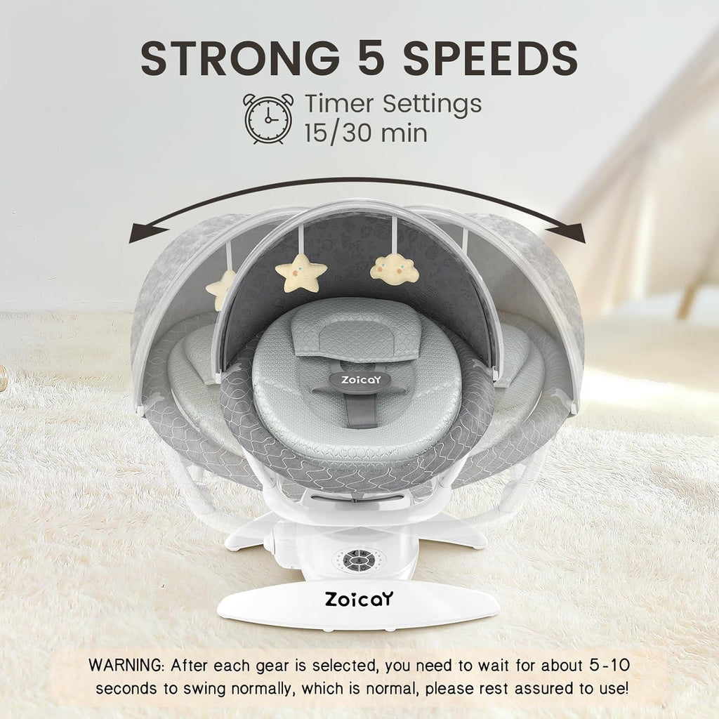 MamaSolved™ Smart Bluetooth Baby Swing – Motion Sensing & Remote Controlled (Ultra-Lightweight)