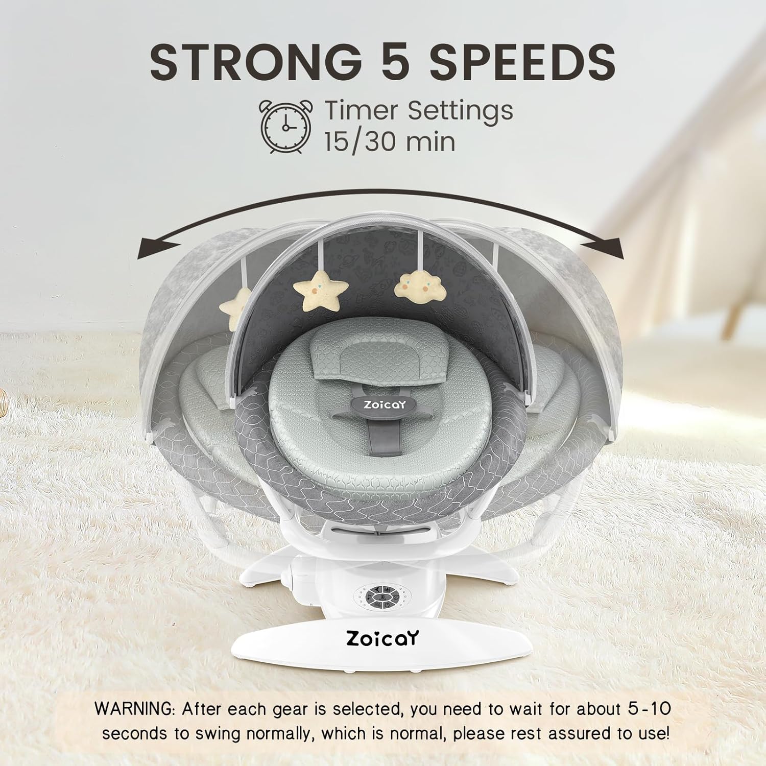 MamaSolved™ Smart Bluetooth Baby Swing – Motion Sensing & Remote Controlled (Ultra-Lightweight)