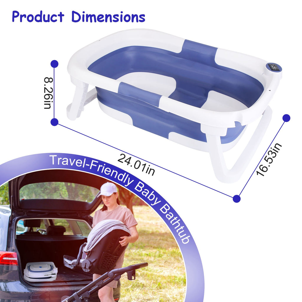 MamaSolved™ Smart Foldable Baby Bathtub with Real-Time Temperature Display