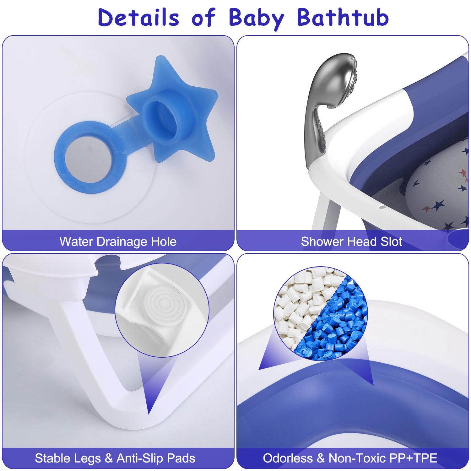 MamaSolved™ Smart Foldable Baby Bathtub with Real-Time Temperature Display