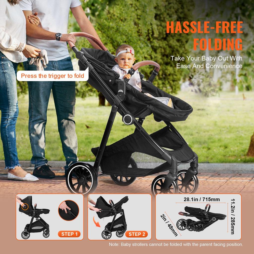 MamaSolved™ 3-in-1 Luxury Explorer Stroller – Carbon Steel Edition