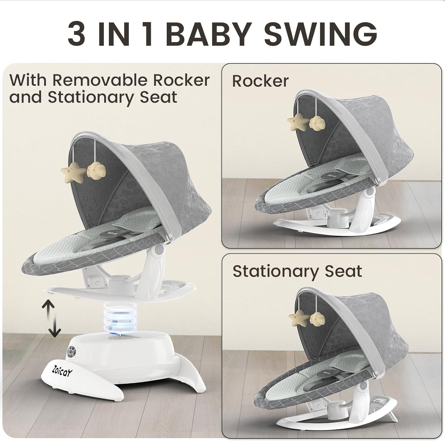 MamaSolved™ Smart Bluetooth Baby Swing – Motion Sensing & Remote Controlled (Ultra-Lightweight)